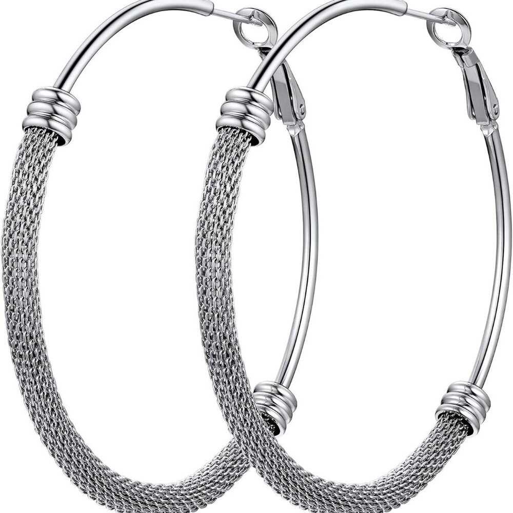 30/40/60/80/100mm Chunky Hoop Earrings For Women Gold Plated/Black Stainless Ste - Picture 1 of 9